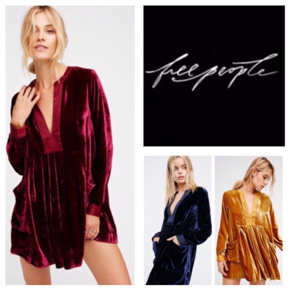 🆕Free People Choose Me Velvet Mini Dress.  NWOT. Burgandy